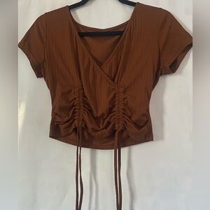 Women's Brown Ruched Top